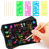 Promote Learning with Rainbow Scratch Paper Notebooks| 30 Sheets, 3 Wooden Stylus Pens & 4 Stencils Creative Stationery, Schoo