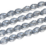 300pcs Czech 12mm Faceted Teardrop Crystal Glass Beads Silver Blue Shimmer