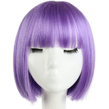 HSPCYGG Costume Wigs Short Light Purple Bob Wig with Bangs 10 Straight Synthetic Halloween Cosplay wig for Women Daily Girls
