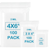 300 Pack Small Plastic Bags For Jewelry, Mini Baggies 3 Assorted Sizes. 2x2 3x4 4x6 Inch 2 Mil Thick Poly Zipper Lock Bags Clear