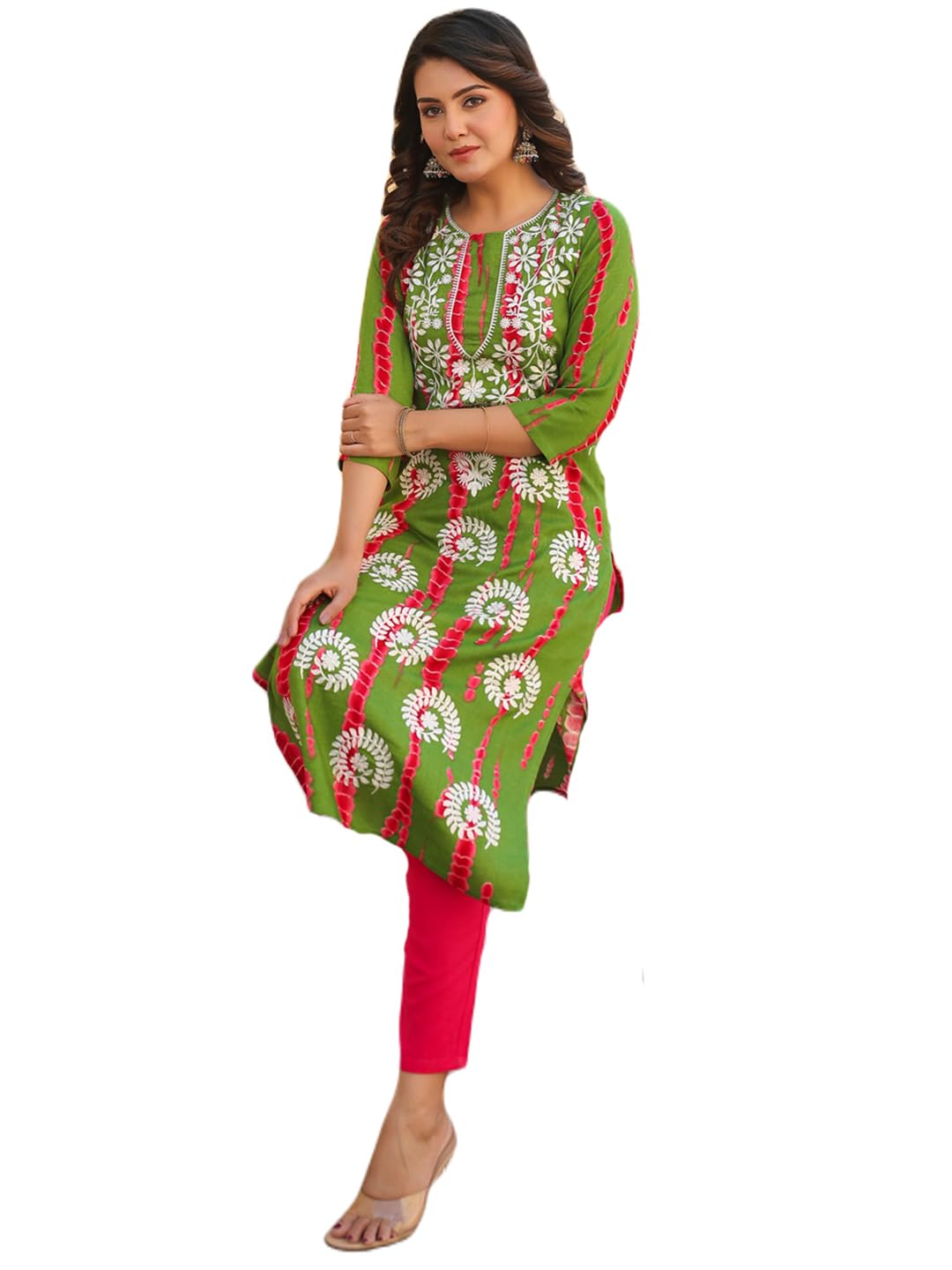 Gosriki Women'S Rayon Blend Straight Embroidered Kurta With Pant (Dalvi Green-Gs_Xxl_Green_Xx-Large),Green,2,B0CYGTGF53