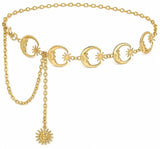 Sparkan Stylish Gold Moon & Sun Waist Belt For Women | Adjustable Kamarbandh Metal Waist Chain For Saree, Gown, Dress, Jeans, Le