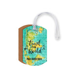 Travel The World Luggage Tag Customized Luggage Tag | Bag Tag | School Bag Name Tag | Travel In Style Personalize With Name, Pi