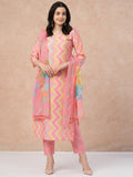 Anni Designer Women'S Rayon Blend Straight Printed Kurta With Pant & Dupatta (Zaggu Pink-Nw_S_Pink_Small),Pink,S,,,