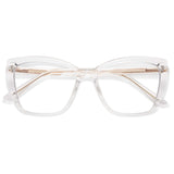 AMOMOMA Trendy TR90 Oversized Blue Light Reading Glasses Women,Stylish Square Cat Eye Glasses AM6031C2 with Clear Frame 2.0 x