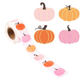 2 Roll 1000pcs Halloween Pumpkin Stickers, 4 Styles Self Adhesive Fall Pumpkin Stickers Halloween Decals Roll Envelope Scrapbook