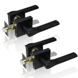 DSJJBLL 2 Pack Matte Black Door Knob, Interior Privacy Keyless Entry Door Lock, Square Style Reverisble Door Handles, Heavy Duty