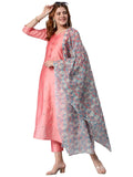 Gosriki Women'S Chanderi Cotton Traditional Straight Embroidered Kurta And Pant With Dupatta Set (Salaya Peach-Gs_Xl_Peach_X-Large),Peach,,B0C1HDJT7H
