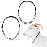 Misdary 2 Pcs Goat Show Collar Adjustable Iron Goat Chain Halter 14''-24'' Long for Sheep Horse Dog Cow Calf Farm Animal Supplie