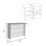Tuhome Fendi Kitchen Bar, With Three Shelves, 90 Cm W X 120 Cm W X 60 Cm D. White/Honey