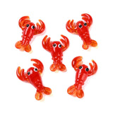 FASHEWELRY 10Pcs Handmade Lampwork Crayfish Beads Cute Lobster Beads 3D Animal Glass Bead for Bracelet Earring Necklace Jewelry 