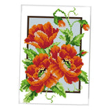 Heavenglow 100% Cotton Embroidery Kits Flowers Pattern Thread Needles Tools Kit 19X28Cm|2 Pieces Cotton Thread| Cross Stitch Kit