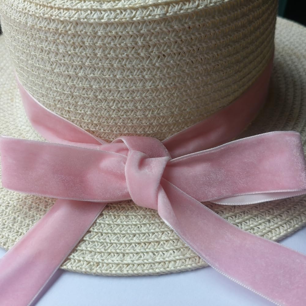 8 Yards 1(25mm) Velvet Ribbon for Wedding Christmas Gift Box Wrapping Bow Making Bouquet Wrap DIY Craft Decor (Pink, 1x8Yds)