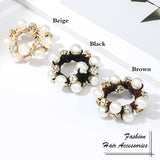 Brinie Hair Ties Black Elastic Hair Scrunchies Pearl Hair Bands Crystal Hair Ropes Hair Accessories for Women and Girls (Pack of