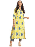 Gosriki Women'S Rayon Viscose Straight Printed Kurta With Pant (Bechari Yellow-Gs_M_Yellow_Medium),Yellow,,B0DT75YJFH