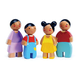 Tender Leaf Toys - Sunny Doll Family - Set of 4 Multicultural Wooden Dolls for Miniature Games and Doll House Play - Inspires En