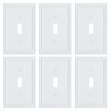 6-Pack Single Toggle Light Switch Cover Plate, Durable Solid Zinc Alloy Decorative Switch Plate Covers, White 1 Gang Wall Plate,