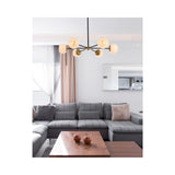 Living District Briggs 6-Light Metal Pendant With White Shade In Black And Brass