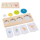 Montessori Wooden Circle Puzzle with Knob,Montessori Toys for 12-18 Months-Mirror Peekaboo Peg Board with 32 Cards for 8 Life Cy