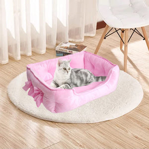 pawstrip Cute Princess Dog Bed Pink Puppy Bed for Small Dogs Breathable Cat Couch Bowknot Pet Cushion Comfortable Kitten Nest Gi