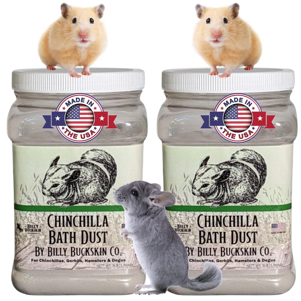 2 x 3 LB. Chinchilla Dust Bath Tub, All Natural Dusting Powder, Pure Cleansing Premium Pumice Sand Ideal for Degus, Hamsters, Ge