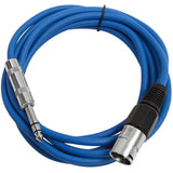 Seismic Audio - SATRXL-M10 - Blue 10' XLR Male to 1/4 TRS Patch Cable