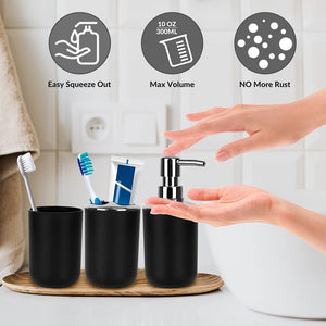 Bathroom Sets Accessories,Plastic 6 Piece Bathroom Accessory Set Bathroom Trash Can Set with Drawstring Trash Bags,Toothbrush Ho