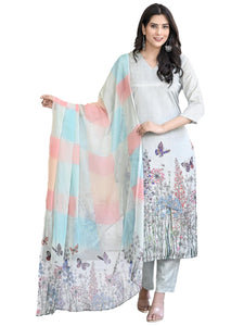 Gosriki Women'S Cotton Blend Printed Straight Kurta With Pant & Dupatta (Rml Pista-Gs_Xxl_Pista_Xx-Large),Pista,2,B0D3QPZC6V