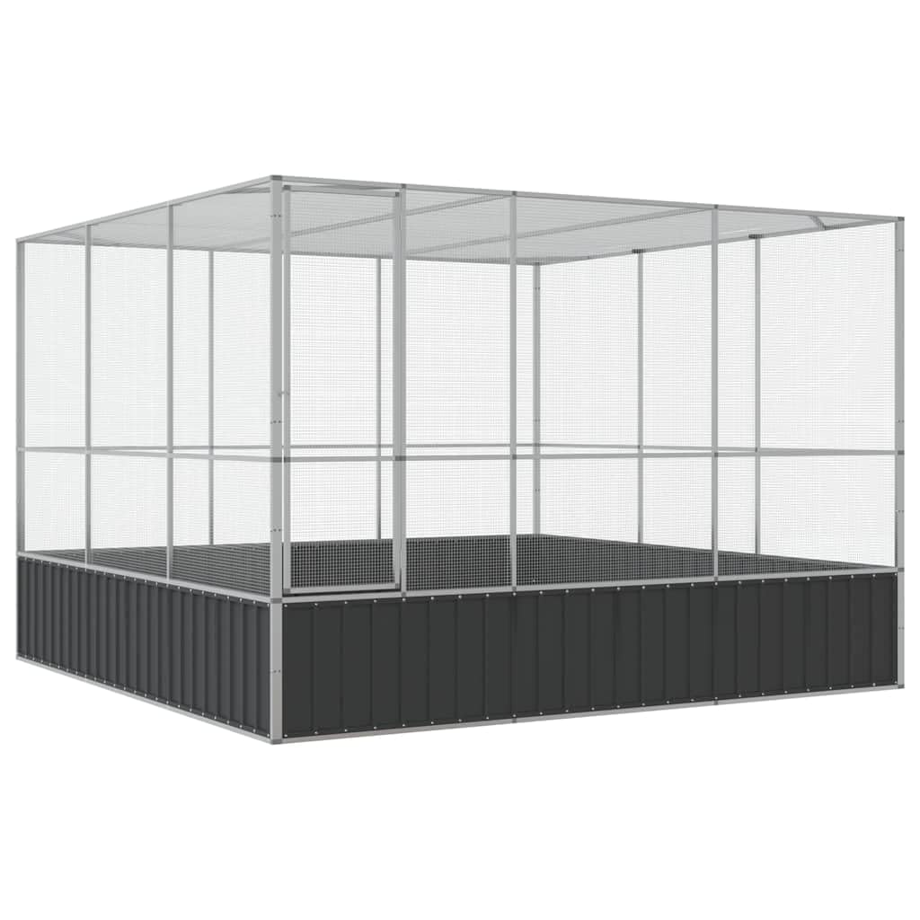 ** Vidaxl Aviary Silver 122.4'X120.9'X83.5' - Galvanized Steel Bird Cage With Lockable Door And Steel Mesh Grids For Outdoor And Indoor Use,Birdcages