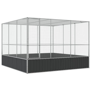 ** Vidaxl Aviary Silver 122.4'X120.9'X83.5' - Galvanized Steel Bird Cage With Lockable Door And Steel Mesh Grids For Outdoor And Indoor Use,Birdcages