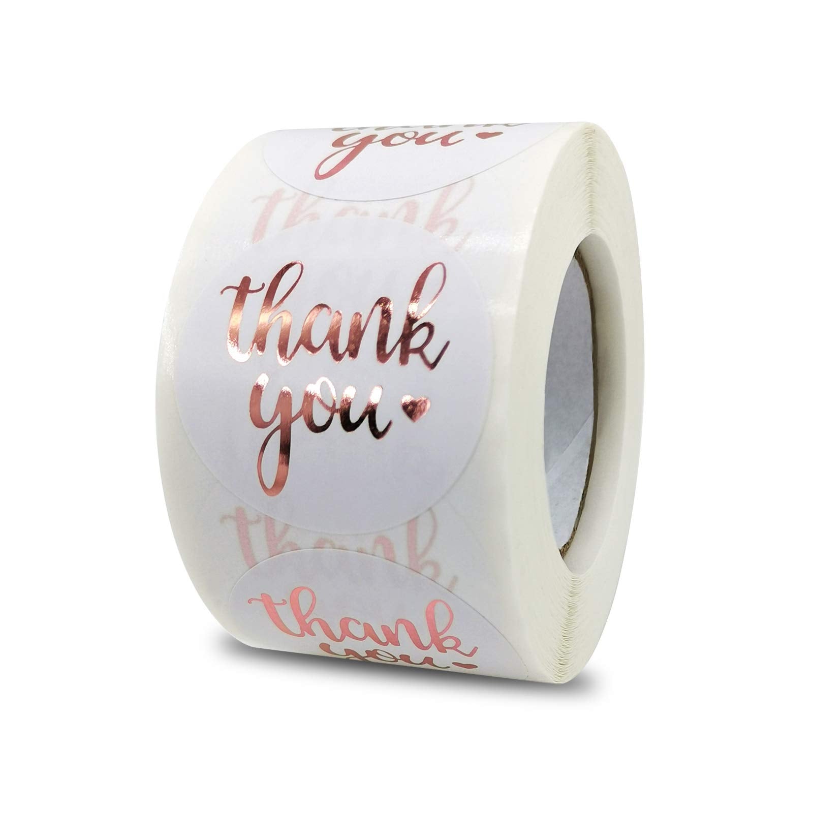 1.5 Inch Thank You Stickers Roll, 500 Pcs Rose Gold Thank You Stickers Lables for Baking Packaging,Envelope Seals, Small Busines