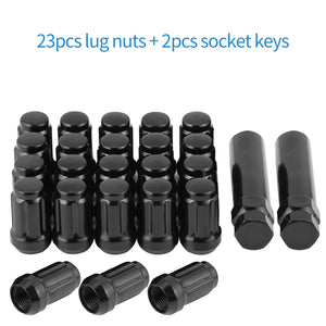 1/2-20 Acorn Lug Nuts 1/2x20 Lug Nuts Black Set of 23 pcs 6 Spline Lug Nuts 1.38 Long Closed End Aftermarket Wheel Lug Nut Fit