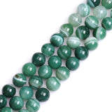 GEM-Inside Natural 14mm Green Banded Agate Gemstone Energy Stone Round Loose Beads for Jewelry Making Jewelry Beading Supplies f