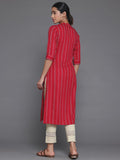 Libas Women'S Viscose Rayon Striped Straight Kurta (29047R_Red Red Xs