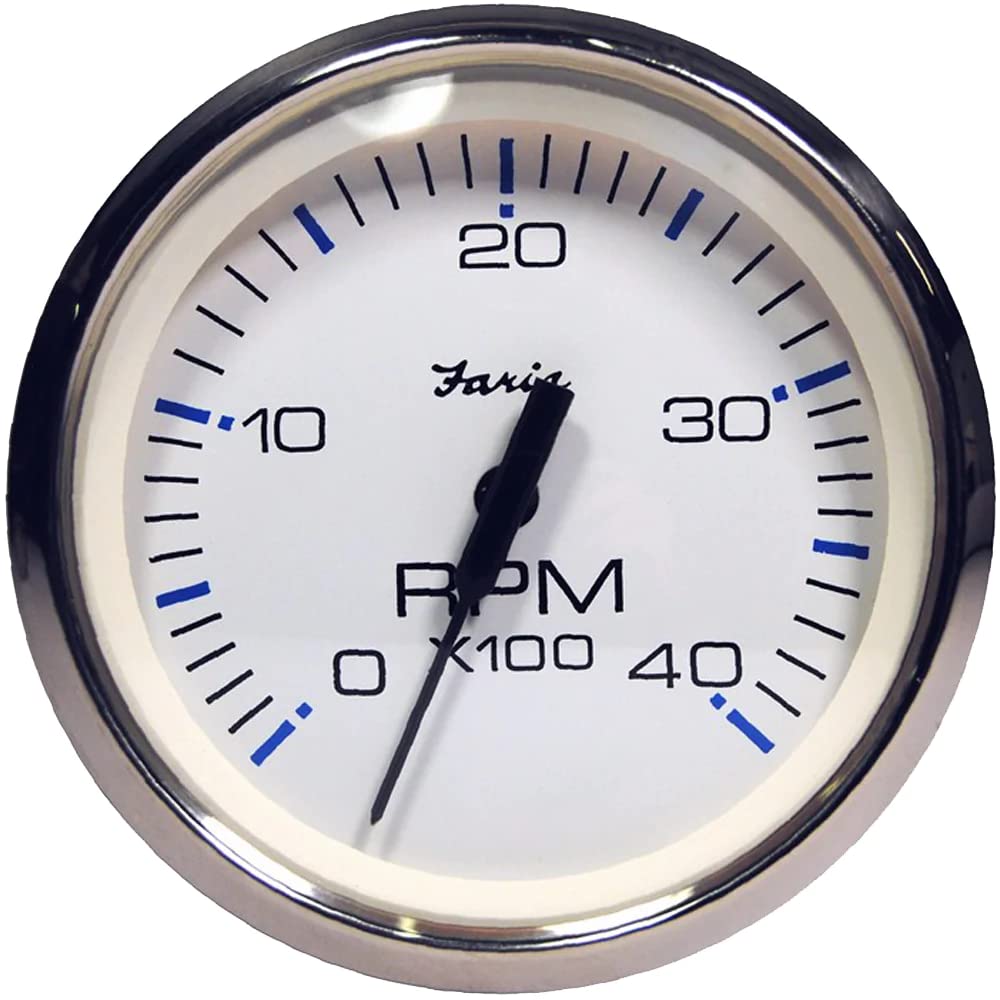 Faria 33818 Chesapeake Tachometer Gauge Diesel - White Ss, 4''