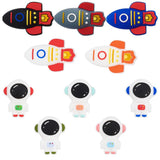 SUNNYCLUE 10 Styles Silicone Focal Beads Cute 3D Astronaut Charms Silicone Character Beads Bulk Cartoon Spaceman Planet Chunky C