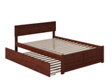 AFI Orlando Full Size Platform Bed with Footboard & Full Trundle in Walnut