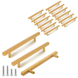 TooCust 15 Pack Brushed Brass Kitchen Cabinet Handles, Cabinet Pulls with 5 Inch (128mm) Hole Centers, Gold Dresser Handle with 