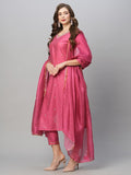Anni Designer Women'S Cotton Blend Embroidered Straight Kurta With Pant & Dupatta (Bagicha-Rani-Fnw_S_Pink_Small),Pink,S,Cotton Blend,Regular,