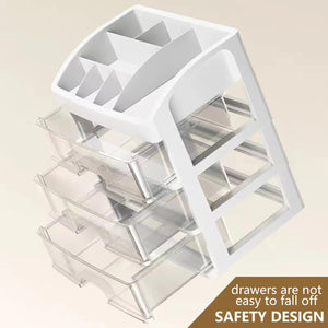 Makeup Organizer with 3 Drawers, Cosmetic Display Cases, Makeup Storage Box (3 Drawers) (white)