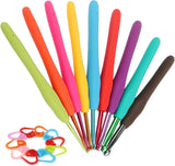 Ergonomic Crochet Hooks Set 2Mm6Mm, 19Pcs Soft Grip Metal Crochet Hook Kit With Stitch Markers & Knitting Needles, Comfortable 