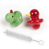 Glass Duck Art Tube Cover, 2pcs (red and Green),with Cleaning Brush.