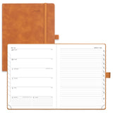 POPRUN Weekly Planner 2026 (Medium 6.5 x 8.5) Calendar 12 Months Notebook with Horizontal Layout, Leather Soft Cover, Monthly Ta