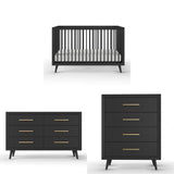 Child Craft Cranbrook 3-Piece Nursery Set, Includes 4-in-1 Convertible Crib, Dresser and Chest, Crib Grows with Your Baby (Ebony