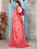 Satrani Georgette Womens Geoegette Floral Print Saree With Unstitched Blouse Piece (3112S2153Na_Maroon1)