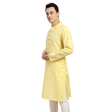 Sojanya (Since 1958 Men'S Cotton Blend Geometric Regular Kurta (D-Sjr-Lk-Dobychk-253- Yellow(D-Sjr-Lk-Dobychk-253-Yellow-40)