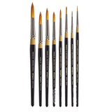 KINGART B070 Premium 8 pc. Original Gold 9000 Series Round Brush Set, Synthetic Golden Taklon for Acrylic, Oil, Watercolor Pain