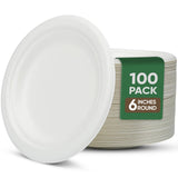 TaidMiao Dessert Plates, 100 Pack Small Paper Plates, Paper Plates 6 Inch - 100% Compostable Plates, Water & Oil Proof Disposabl