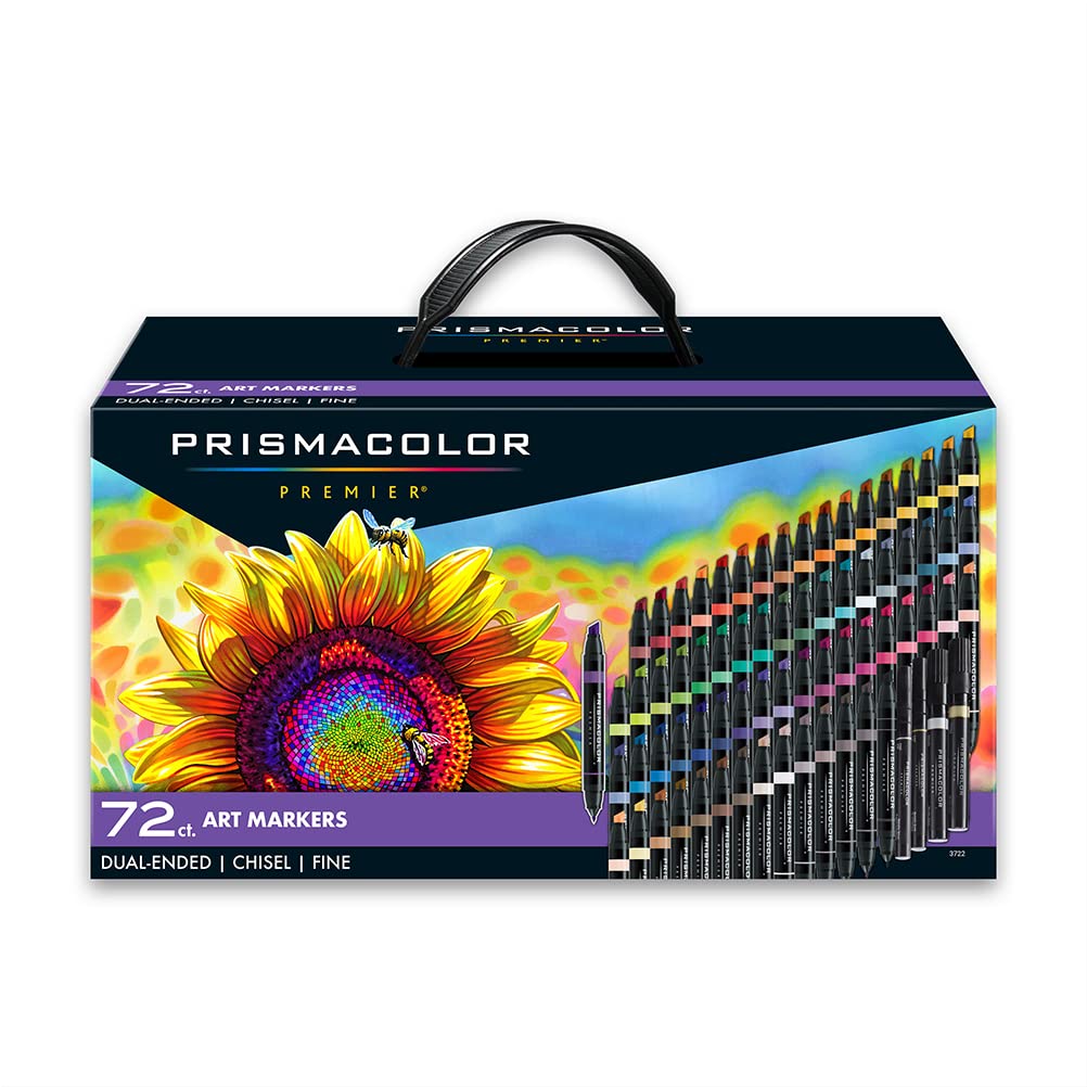 Prismacolor Premier Double-Ended Art Markers, Fine And Chisel Tip, 72 Pack