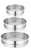 Blue Earth 3 Set Sieve Stainless Steel Atta Chalni/Channi/Flour Sieve (Silver Pack ONE Spices, Food Strainers, Atta Set (Silver)